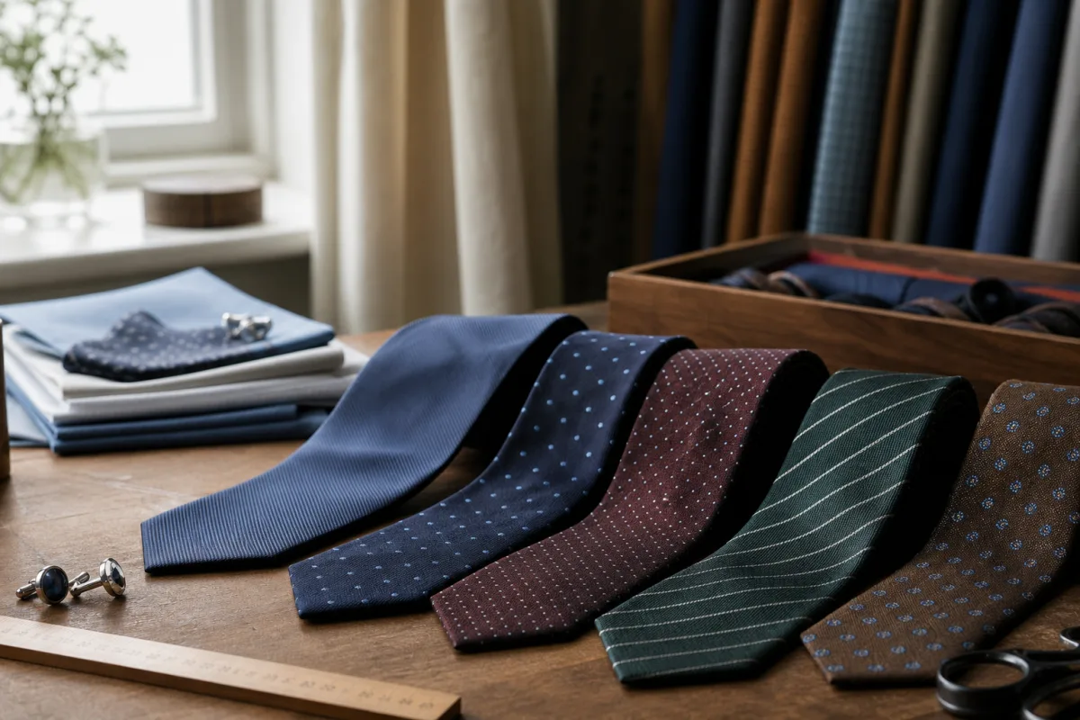 Redaktionell bild för guiden om siden vs polyester slips